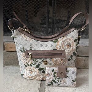 Giani Bernini Floral Shoulder Hobo Bag and Matching Wallet